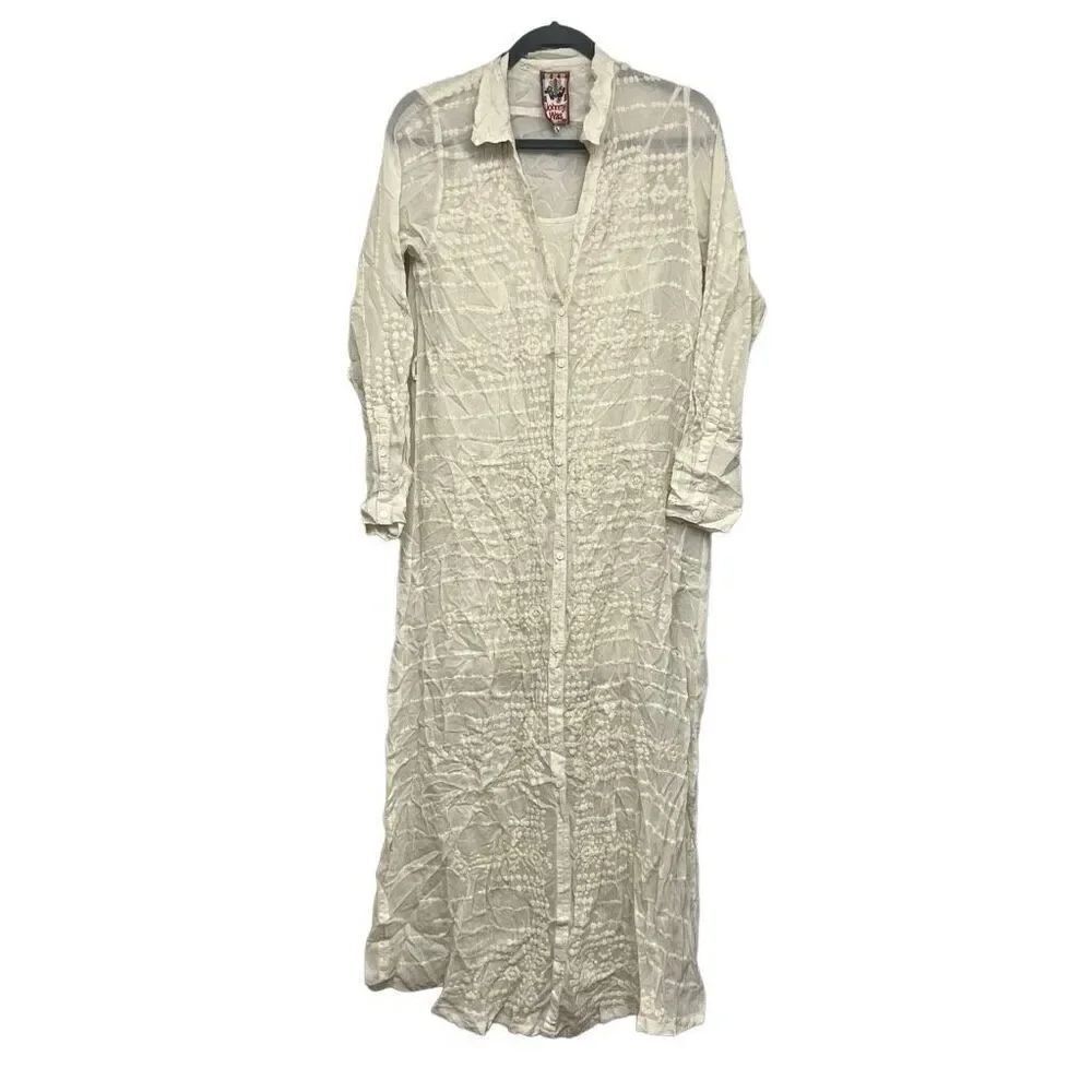 Johnny was ivory silk embroidery & lace kimono dress size XS
